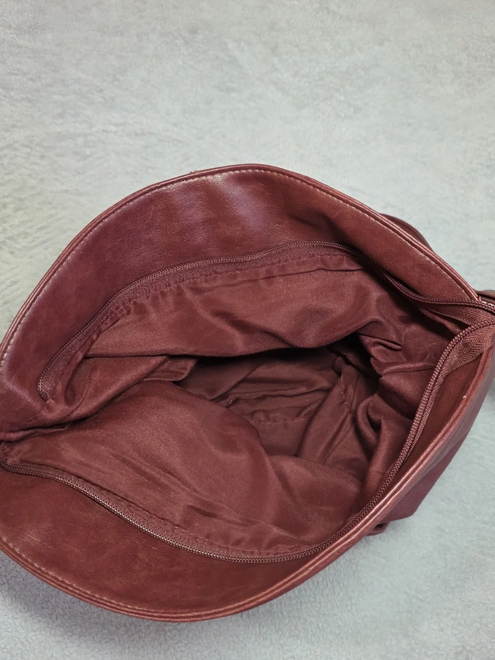 Burgundy Foldover Hobo Shoulder Bag Tassel Purse